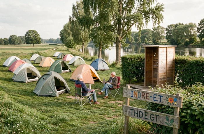 Petit camping Les Peupliers en Indre-et-Loire avec tentes au bord de la rivière dans un cadre calme et intime
