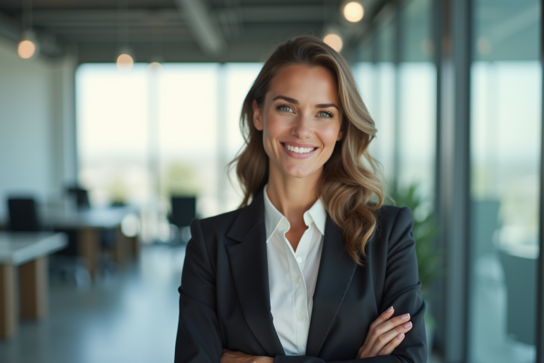 Femme d'affaires confiante dans un bureau moderne