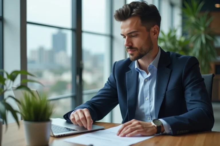 Homme d'affaires confiant dans un bureau moderne