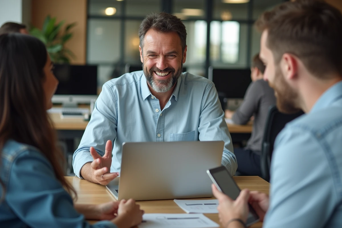 Homme montrant une technique digitale lors d
