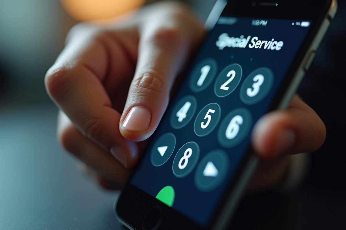 Gros plan sur un smartphone avec doigt prêt à composer un numéro